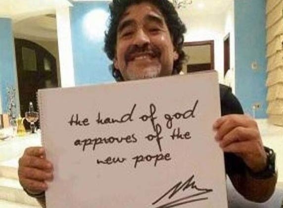 &quot;Hand of God&quot; brings Argentina pope, says football legend Diego Maradona...