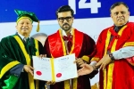 Ram Charan Doctorate felicitated, Ram Charan Doctorate news, ram charan felicitated with doctorate in chennai, Film