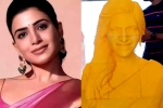 Samantha temple clicks, Samantha latest, samantha gets a temple from her fan, Tirupati